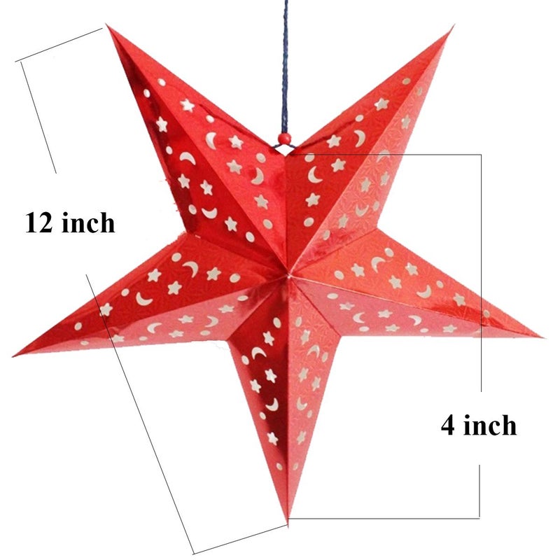 Auony Paper Star Lantern Lampshade,6 Pack 3D Paper Star Christmas Hanging Ornaments for Christmas Wedding Birthday Party Home Classroom Decorations - Image 2